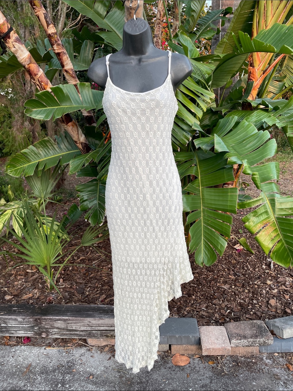 lace asymmetric slip dress